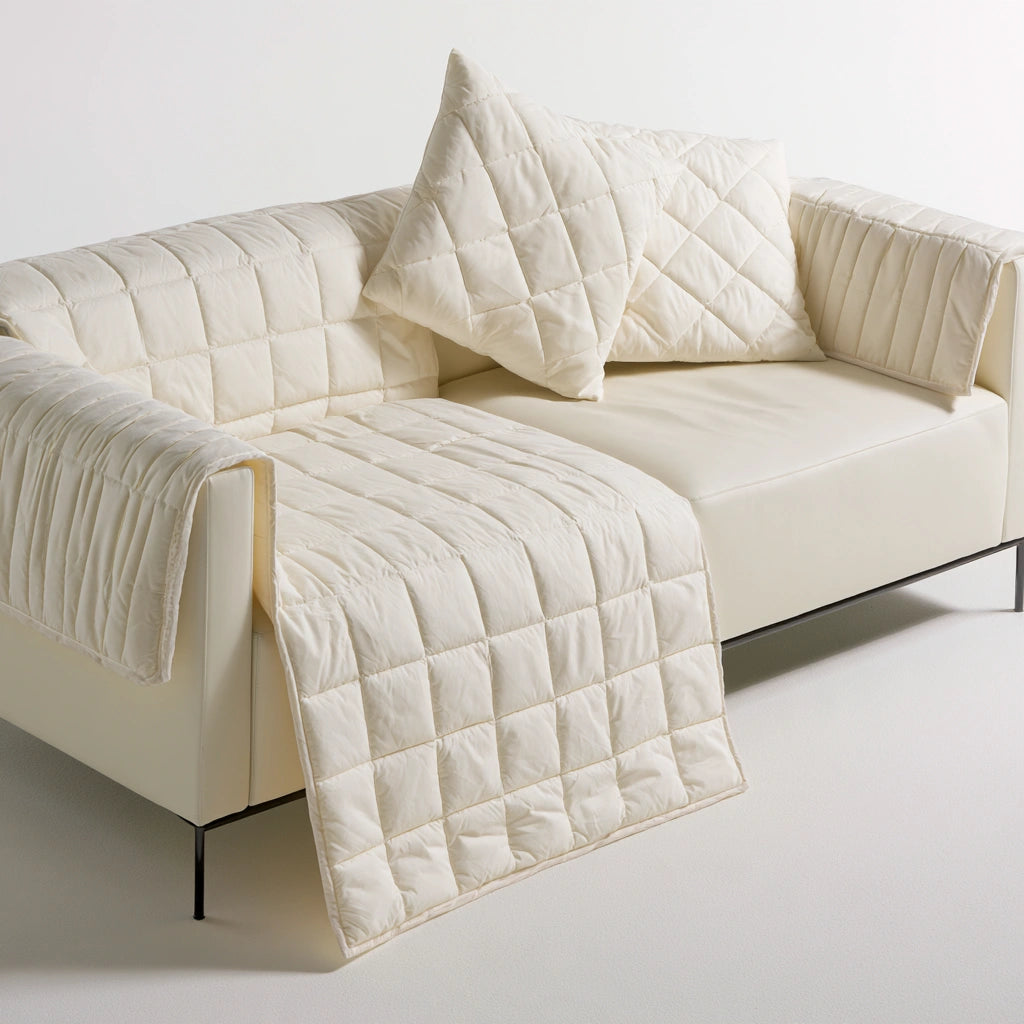 Canapé contemporain en cuir, coloris blanc
