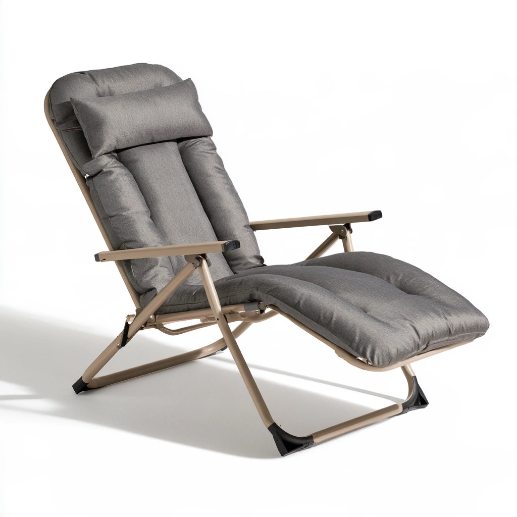 Fauteuil relax pliant aux lignes épurées, coloris gris