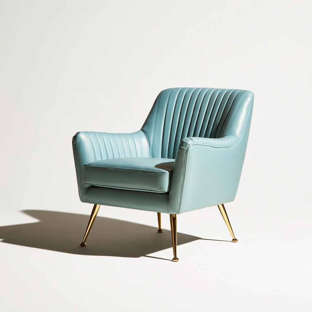Fauteuil d'appoint aux lignes épurées, coloris bleu clair