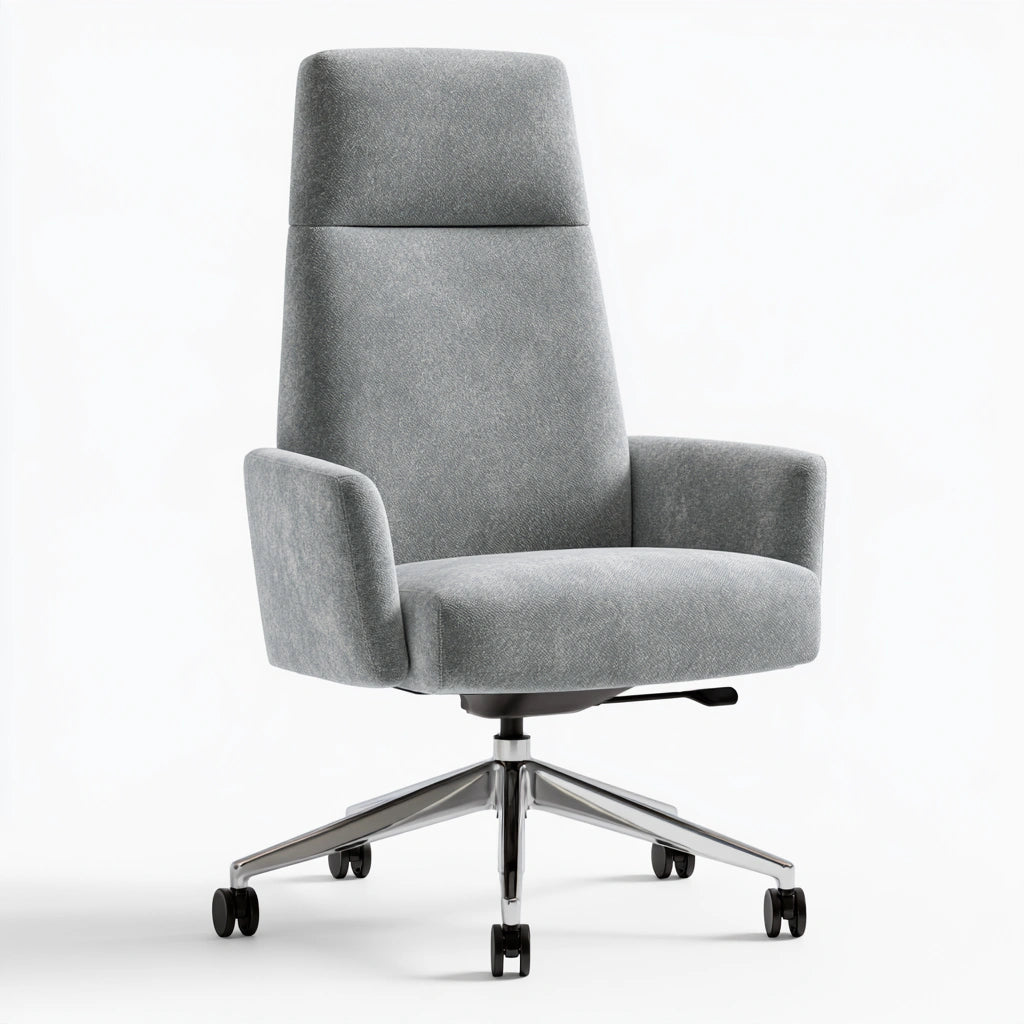 Fauteuil de bureau ergonomique aux lignes épurées à dossier haut, coloris gris