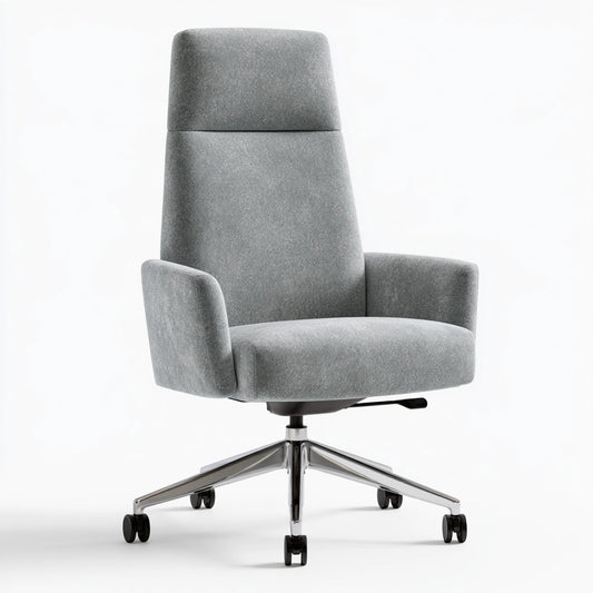 Fauteuil de bureau ergonomique aux lignes épurées à dossier haut, coloris gris