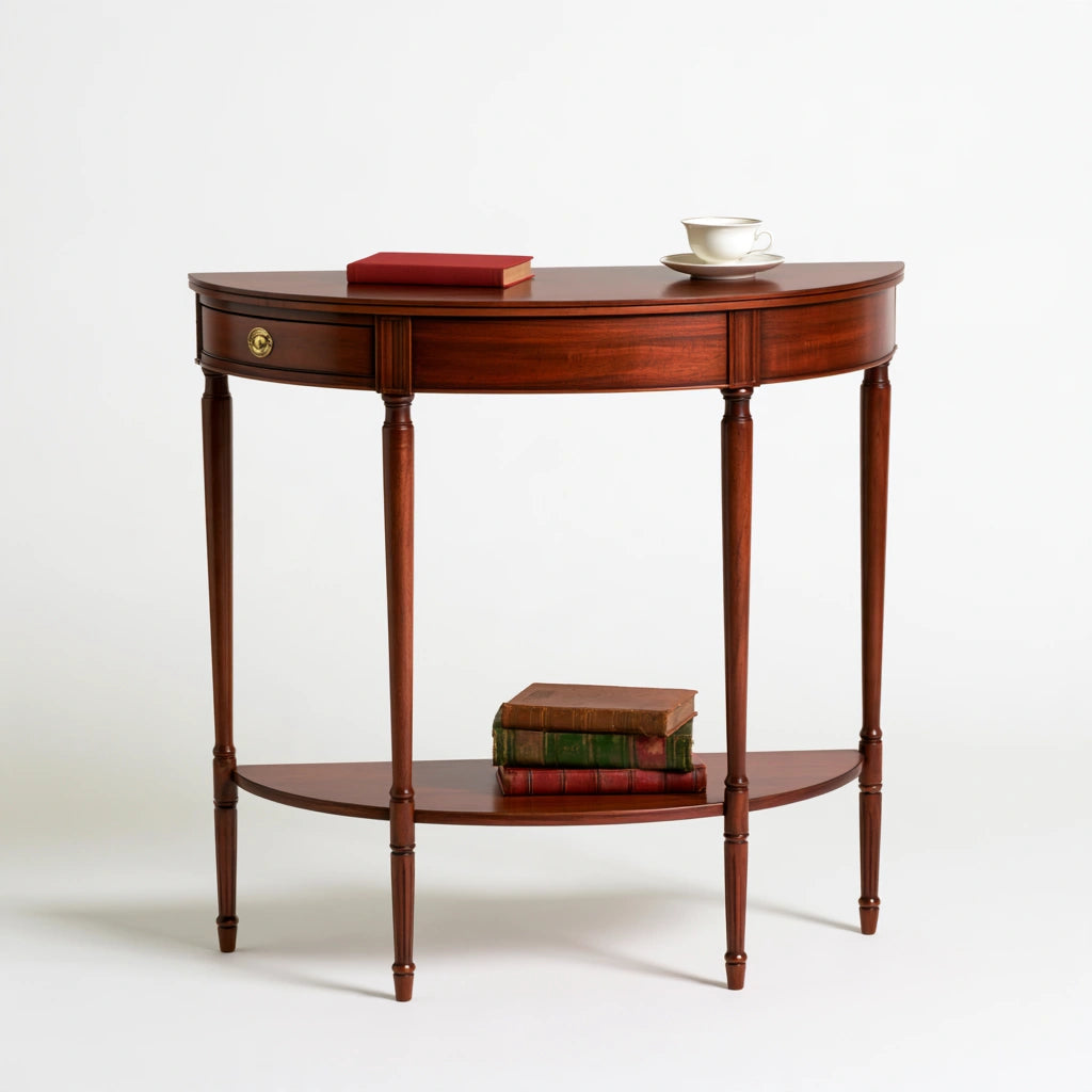 Console d'entrée aux lignes épurées, coloris brun rougeâtre