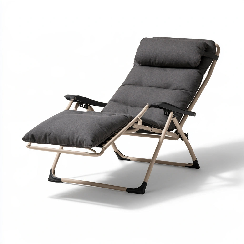 Fauteuil relax pliant aux lignes épurées, coloris gris