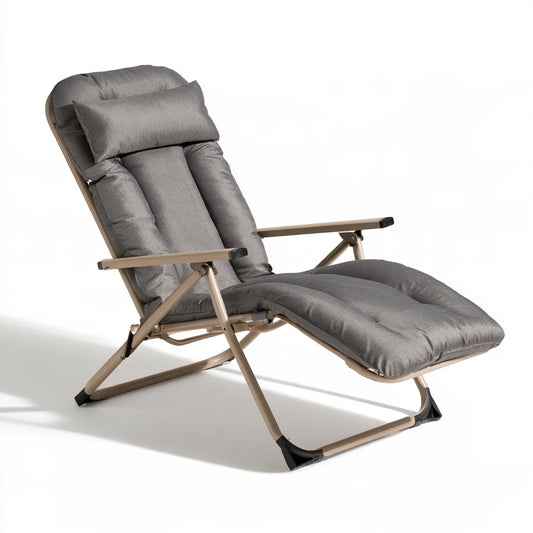 Fauteuil relax pliant aux lignes épurées, coloris gris