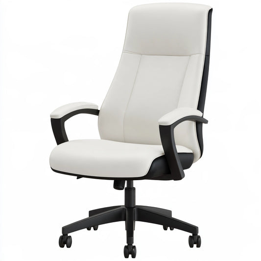 Fauteuil de bureau direction aux lignes épurées à dossier haut, coloris blanc