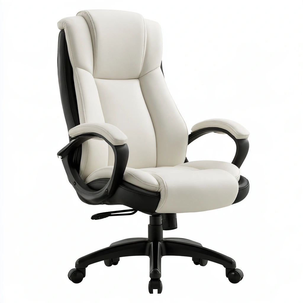Fauteuil de bureau direction aux lignes épurées à dossier haut, coloris blanc