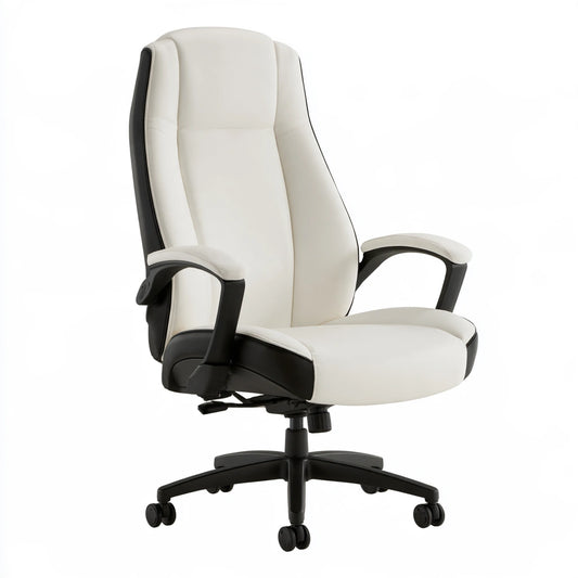 Fauteuil de bureau direction aux lignes épurées à dossier haut, coloris blanc