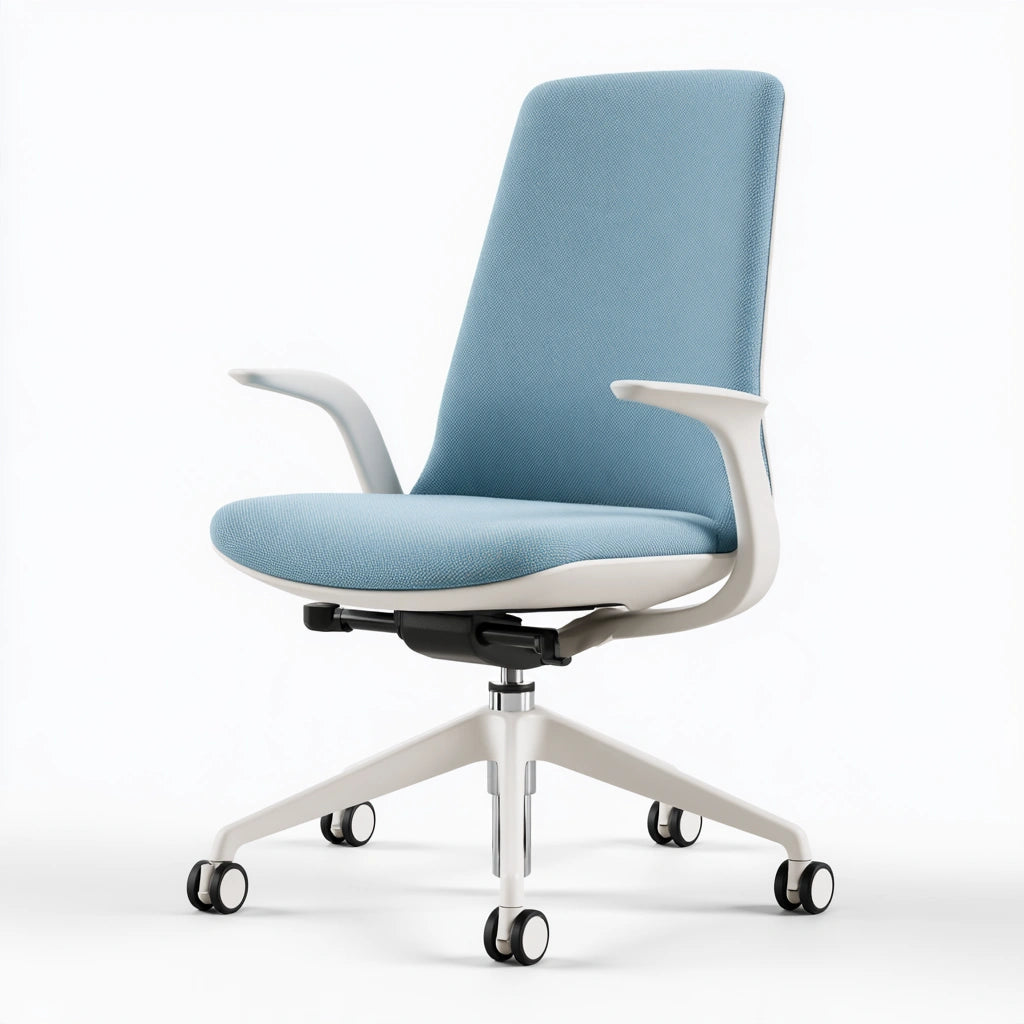 Fauteuil de bureau ergonomique en maille respirante, coloris bleu clair