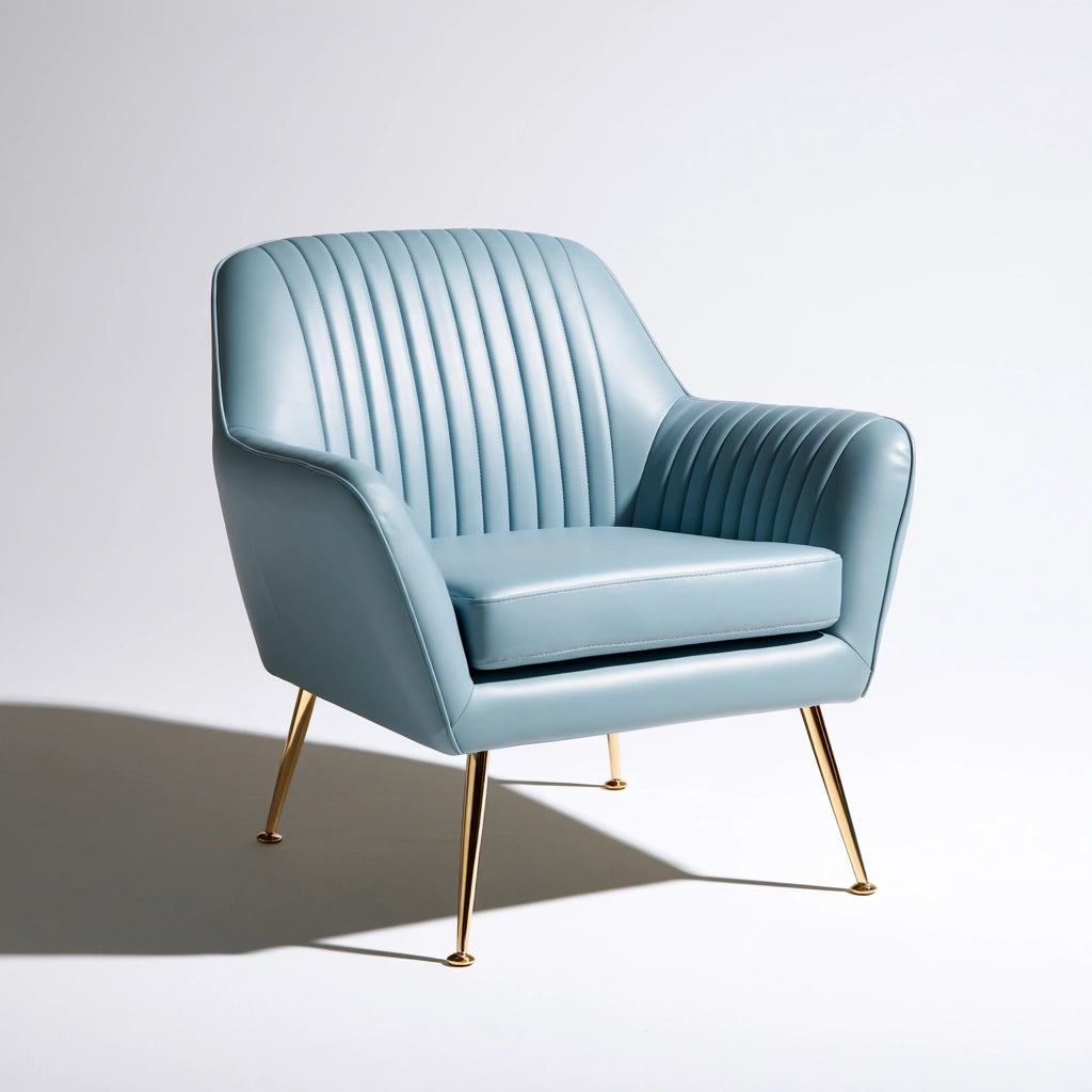 Fauteuil d'appoint aux lignes épurées, coloris bleu clair
