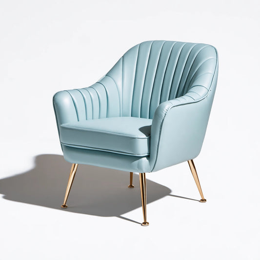 Fauteuil d'appoint aux lignes épurées, coloris bleu clair
