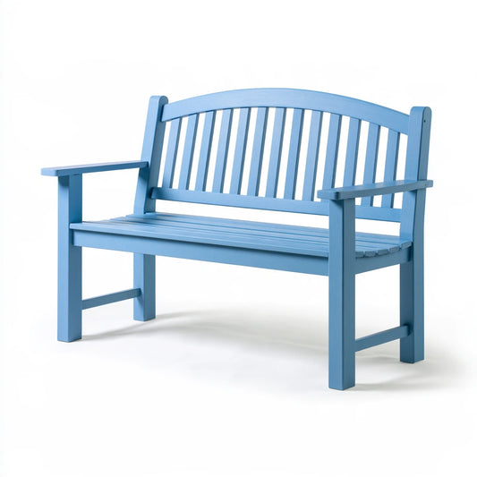 Banc de jardin avec dossier en bois, coloris bleu clair