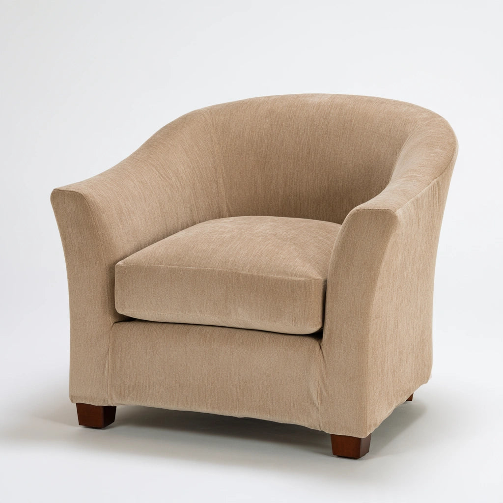 Fauteuil club aux lignes épurées, coloris brun clair